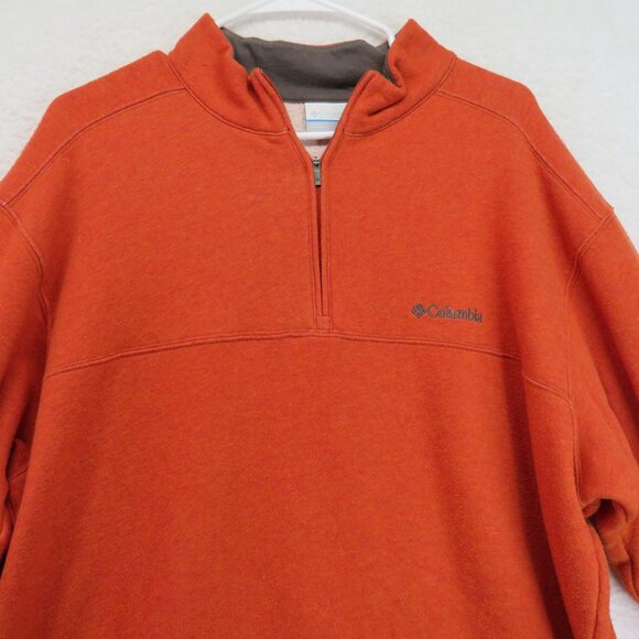 Columbia Pullover Sweater Mens XL Orange Half Zip Outdoor Fleece Warm Casual - Picture 2 of 8